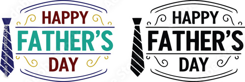 Happy father's day typography designs two decorative badge illustrations