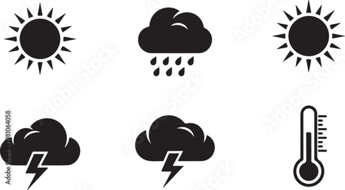 Black and white weather forecast weather forecast symbols
