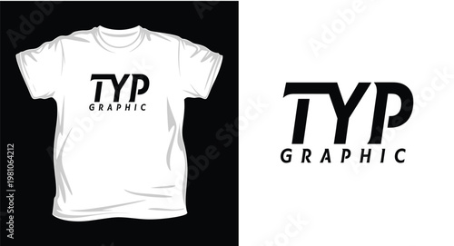 Typ graphic logo design on t shirt and background