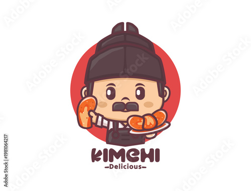 Cartoon mascot illustration of kimchi chef