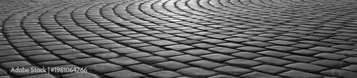 new modern stone circle rounded pavement background for vintage city street textures, urban preservation awareness brick walkway with a pattern of squares Perspective view