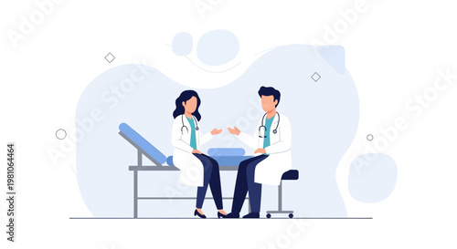 Doctors Discussing Medical Case in Modern Clinic Exam Room