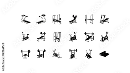 CAD Fitness Exercise Icons and Equipment Routines