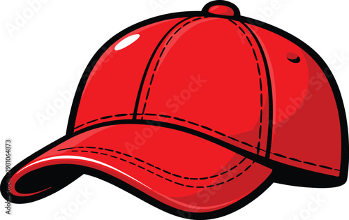 Red Baseball Cap Illustration - Blank Vector Style Hat for Branding and Mockup
