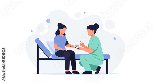 Nurse checking patient's blood pressure, medical checkup, healthcare concept