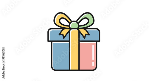 Colorful gift box icon with ribbon isolated on white background