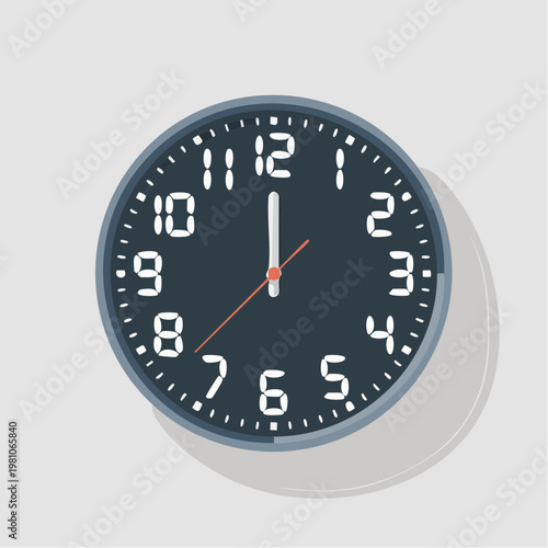 Analog wall clock with white numbers and red second hand