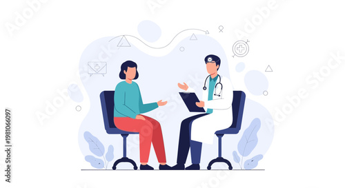 Doctor and patient consultation, medical checkup, healthcare, and medical advice