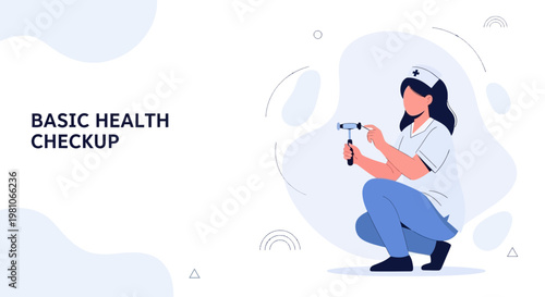 Nurse Performing Basic Health Checkup with Reflex Hammer, Medical Concept Illustration