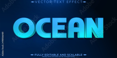 Ocean editable text effect, editable water and blue text style