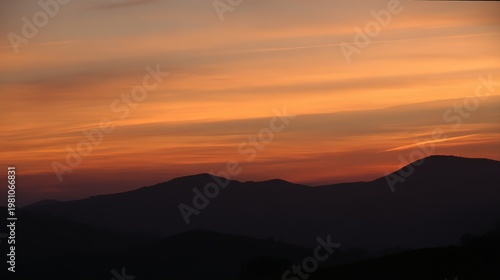Sunset Orange Sky Mountain Silhouette Professional High Resolution Natural Landscape Super Resolution Design