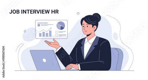 HR Manager Conducting Job Interview with Laptop and Analytics