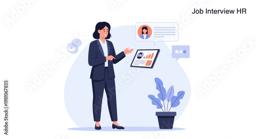 HR Manager Reviews Candidate Profile on Tablet During Job Interview