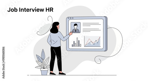 HR professional reviewing candidate profile on computer screen for job interview