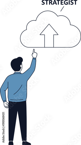 Strategist points to a growth cloud icon.