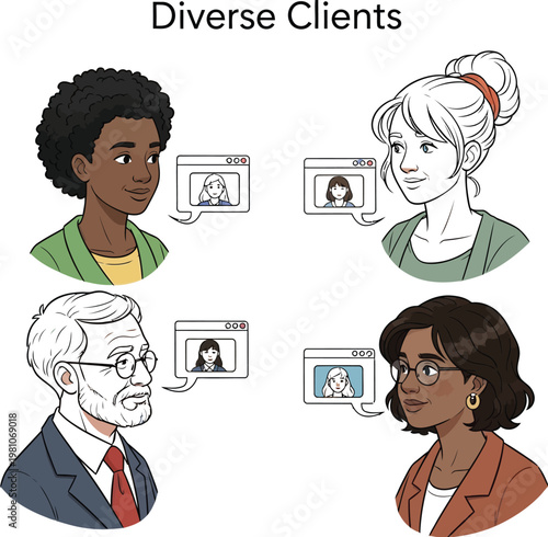 Businesswoman communicates with customers.