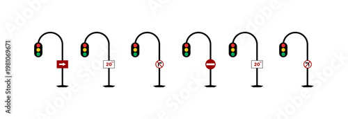 Traffic Light with No Right Turn Sign