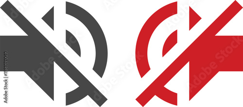 Speaker and sound icon set including volume up, down, mute and audio wave symbols in red, yellow and gray styles isolated on white background, ideal for media and UI design.