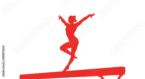 Graceful gymnast performing a balanced pose on a beam