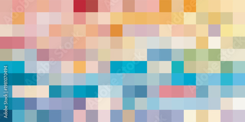 Abstract pixel art background with vibrant colorful squares.