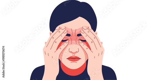 Illustration of person suffering from painful migraine holding their aching head