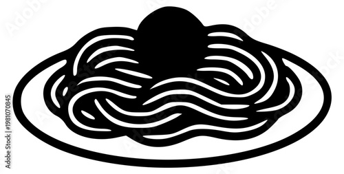 Spaghetti with meatball italian pasta line icon