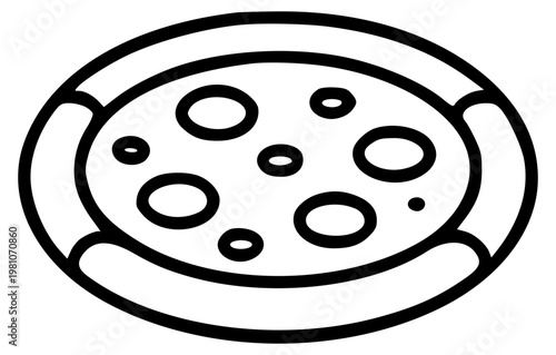 Pizza top view line icon illustration