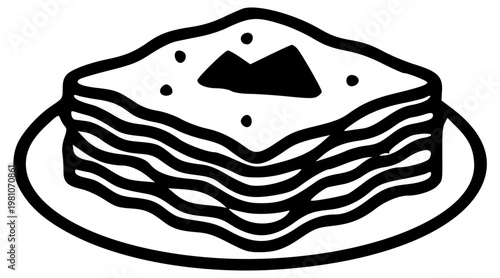 Lasagna italian pasta dish line icon illustration