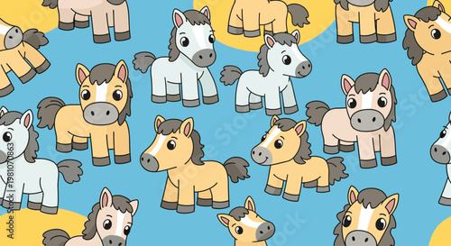 Cartoon Horses in Various Poses.