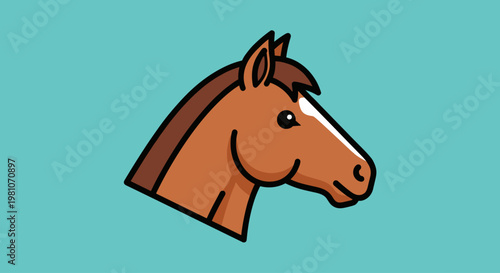 Brown Horse Head Cartoon Illustration.