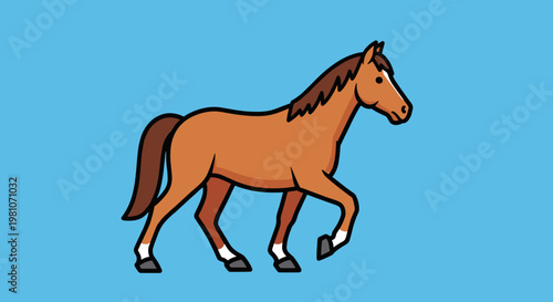 Brown Horse Running Fast Outdoors Freely.