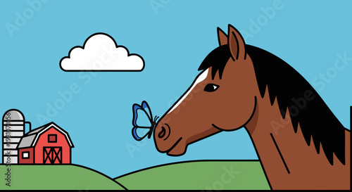 Brown Horse With Black Mane Profile.