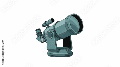 Vector graphic of an astronomical telescope for stargazing and celestial observation, a science and space exploration icon