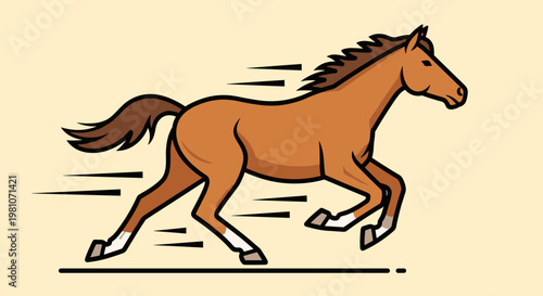Brown Horse Running Fast Motion.