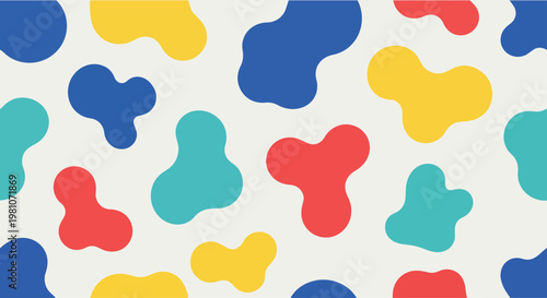 Vibrant abstract pattern featuring irregular shapes in various colors