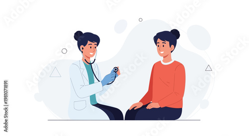 Doctor examines patient with stethoscope, medical checkup, healthcare concept