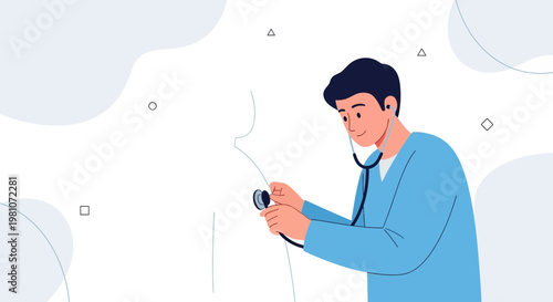 Doctor examining patient with stethoscope, medical checkup, healthcare concept
