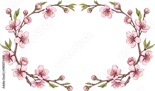 Beautiful cherry blossom branches frame