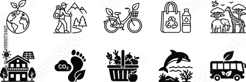 Set of ecofriendly and environmental protection icons
