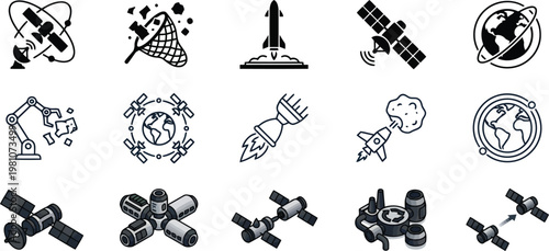 Set of space and satellite icons