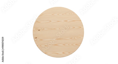 Circular wooden table top isolated on white background, perfect for design.
