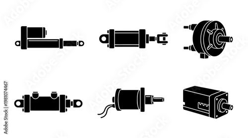 actuator silhouette vector set