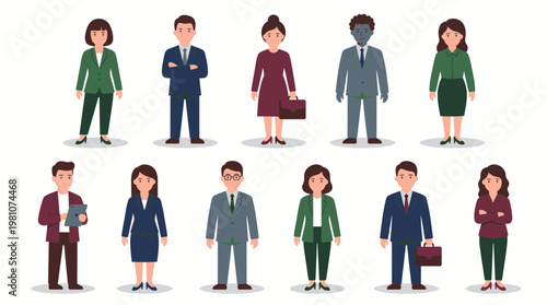 Diverse group of professional office workers such as managers and executives standing in formal business attire, concept for recruitment marketing, team building and workforce diversity