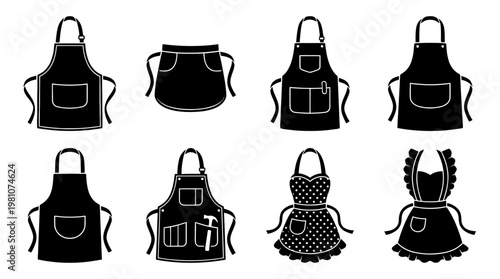 apron silhouette vector set
