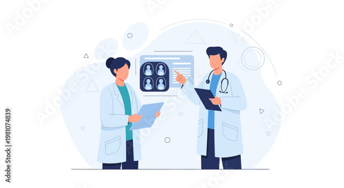 Doctors Discussing Medical Results on Screen with X-rays and Charts