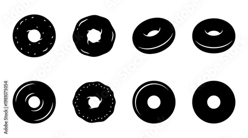 bagel silhouette vector set