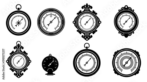 barometer silhouette vector set