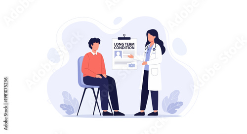 Doctor explains long term condition to patient in consultation room