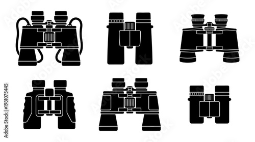 binoculars silhouette vector set