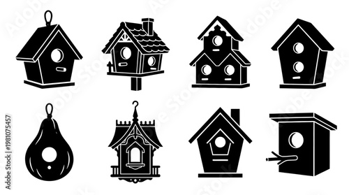 birdhouse silhouette vector set
